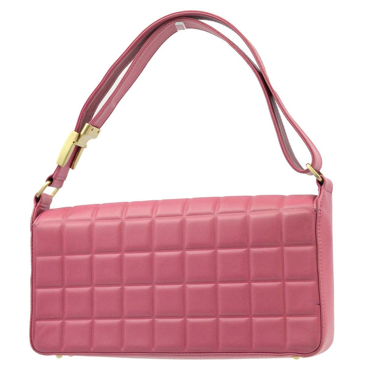 Chanel 2003-2004 Pink Lambskin Choco Bar Shoulder Bag