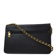 Chanel 2000-2001 Black Caviar WOC Chain Shoulder Wallet Bag