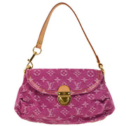 Louis Vuitton 2006 Pink Monogram Denim Mini Pleaty Handbag M95216