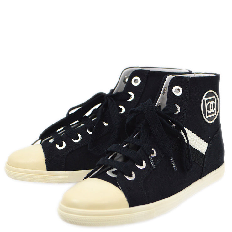 Chanel black high top sneakers on sale