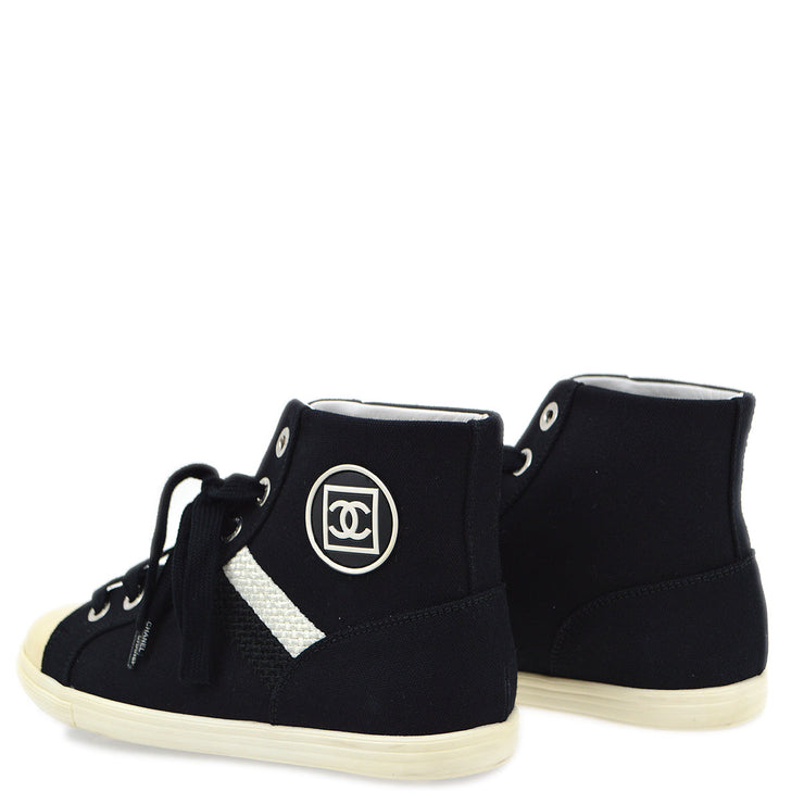 Chanel Black Sport Line High Cut Shoes Sneakers #37