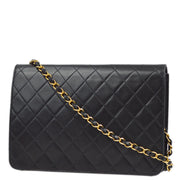 Chanel 2003-2004 Black Lambskin Turnlock Medium Half Flap Shoulder Bag