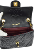 Chanel 1994-1996 Black Lambskin Mini Classic Square Flap Shoulder Bag 17