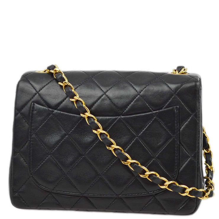 Chanel 1994-1996 Black Lambskin Mini Classic Square Flap Shoulder Bag 17