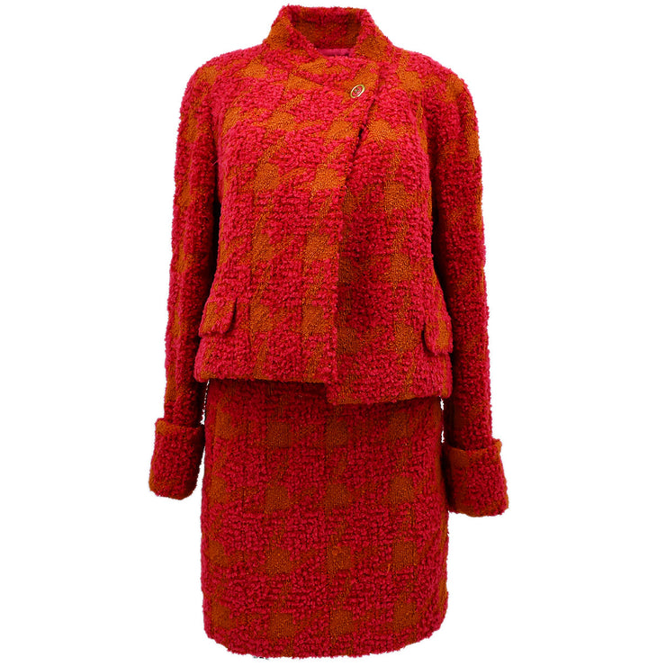 Chanel Setup Suit Jacket Skirt Red 94P #38