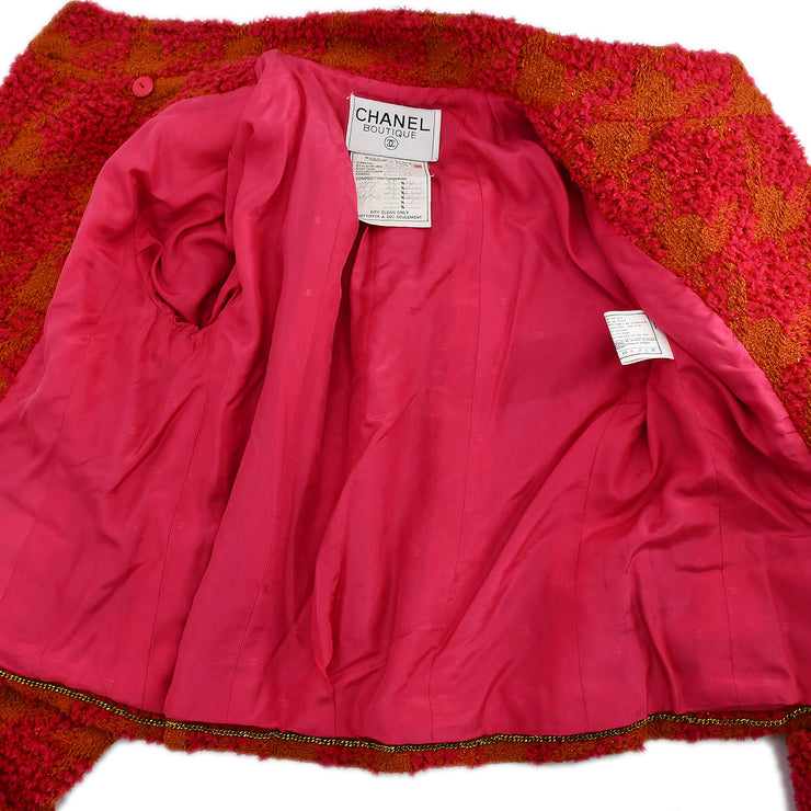 Chanel Setup Suit Jacket Skirt Red 94P #38