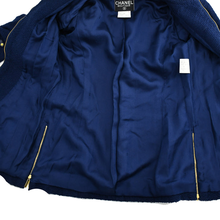 Chanel Setup Suit Jacket Skirt Navy 95P #40