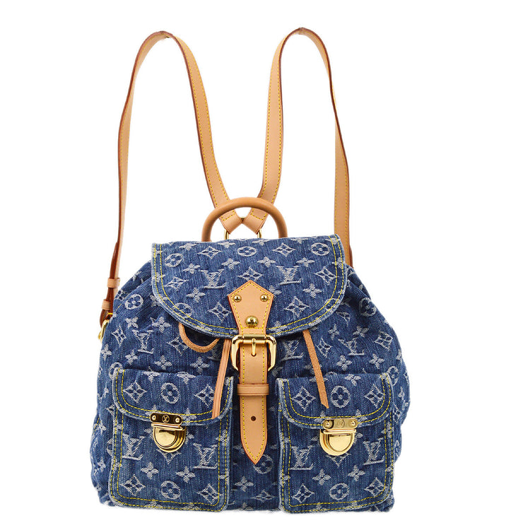 Louis Vuitton 2006 Blue Monogram Denim Sac a Dos GM Backpack M95056