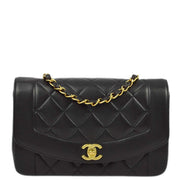 Chanel 1994-1996 Black Lambskin Small Diana Shoulder Bag