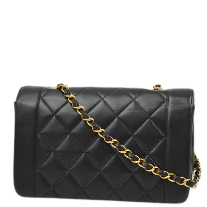 Chanel 1994-1996 Black Lambskin Small Diana Shoulder Bag