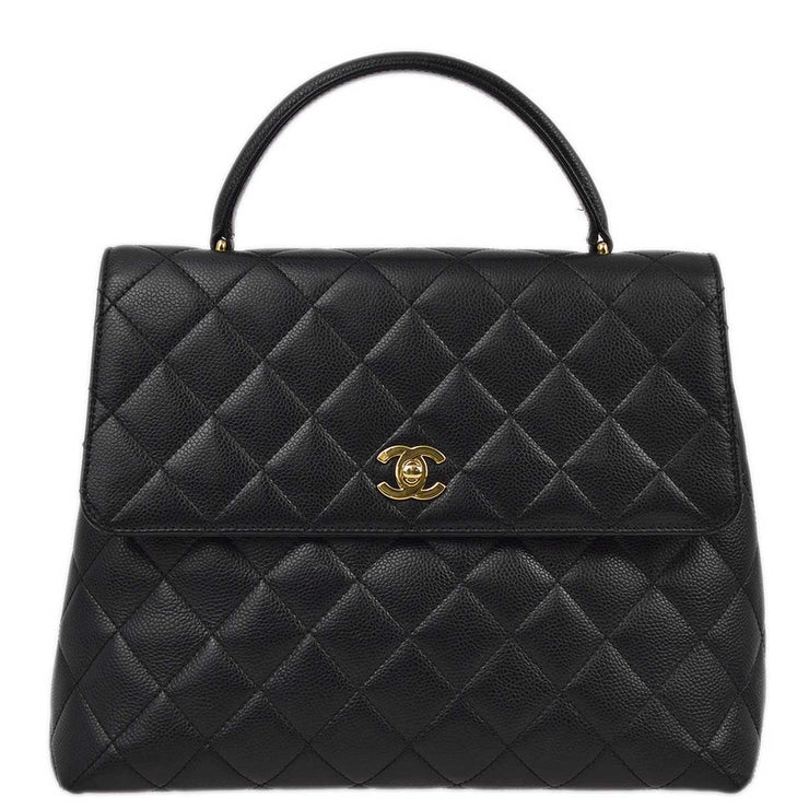 Chanel 2001-2003 Black Caviar Kelly Handbag