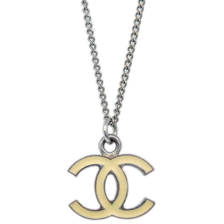 Chanel Chain Necklace Silver White 06V