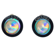 Chanel Button Earrings Clip-On Silver 00T