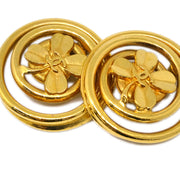 Chanel Button Clover Earrings Clip-On Gold 29