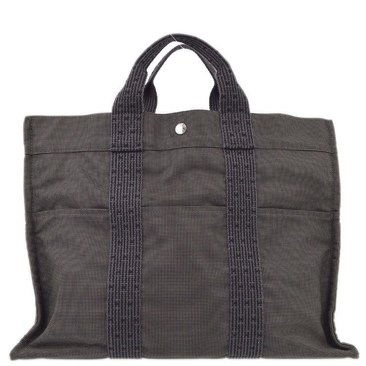 Hermes Gray Canvas Herline Tote MM Bag