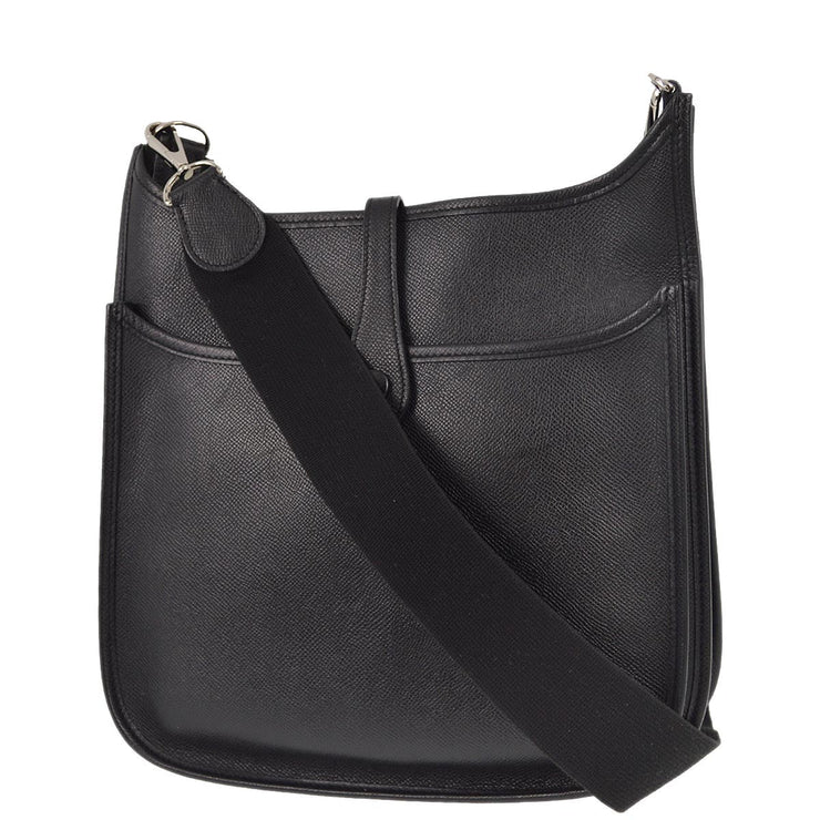 Hermes 2006 Black Epsom Evelyne 2 PM Shoulder Bag