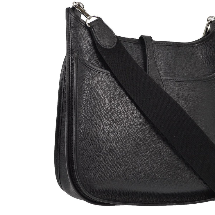 Hermes 2006 Black Epsom Evelyne 2 PM Shoulder Bag