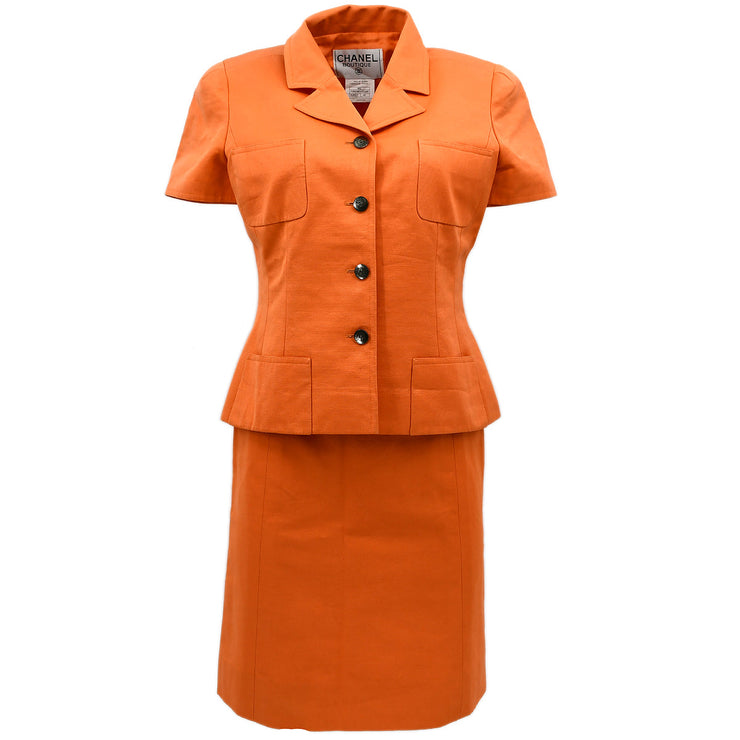 Chanel Setup Suit Jacket Skirt Orange 97C #40