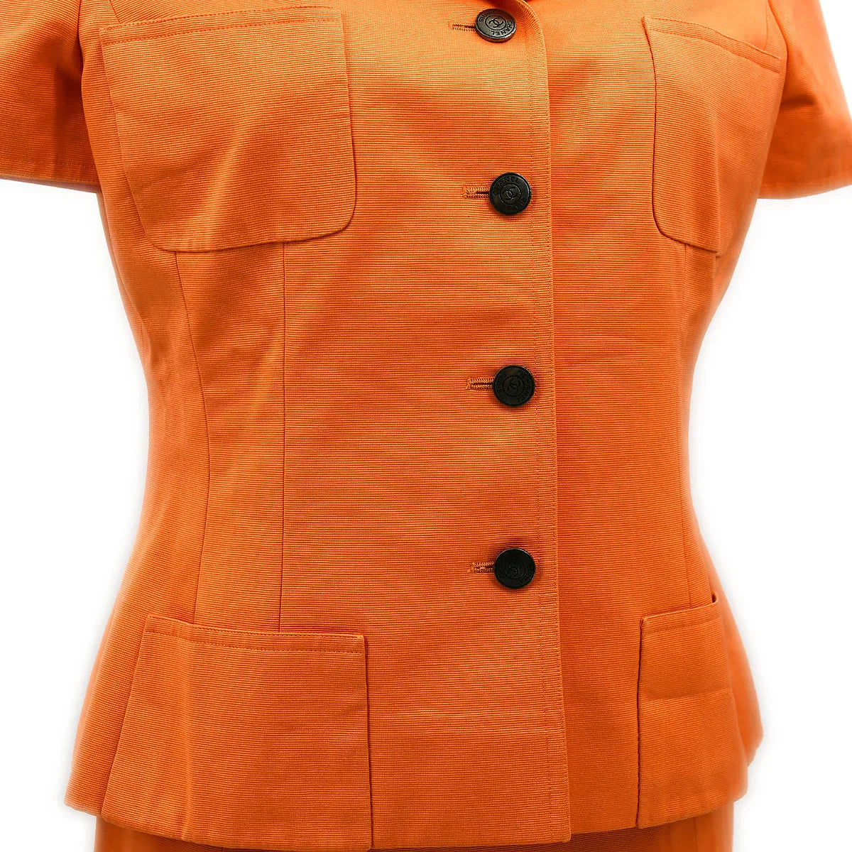 Chanel Setup Suit Jacket Skirt Orange 97C #40