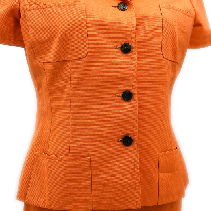 Chanel Setup Suit Jacket Skirt Orange 97C #40