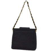 Chanel 1997-1999 Black Canvas Camelia Chain Handbag