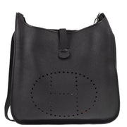 Hermes 2007 Black Taurillon Clemence Evelyne 2 PM Shoulder Bag