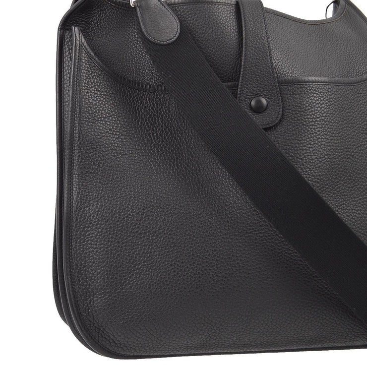 Hermes 2007 Black Taurillon Clemence Evelyne 2 PM Shoulder Bag