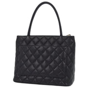 Chanel 2000-2001 Black Caviar Medallion Tote Handbag