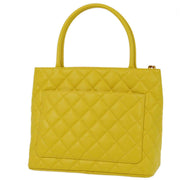 Chanel 2001-2003 Yellow Caviar Medallion Tote Handbag