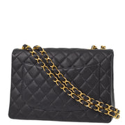 Chanel 2000-2001 Black Caviar Jumbo Classic Flap Shoulder Bag