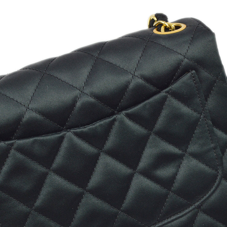 Chanel 1989-1991 Black Satin Mini Classic Square Flap Shoulder Bag 17