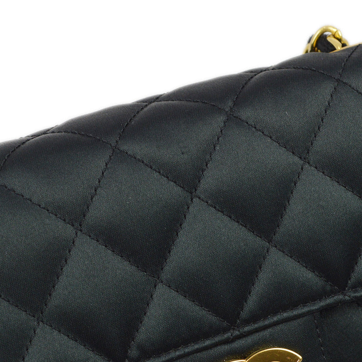 Chanel 1989-1991 Black Satin Mini Classic Square Flap Shoulder Bag 17