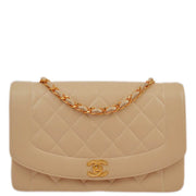 Chanel 1994-1996 Beige Lambskin Medium Diana Shoulder Bag