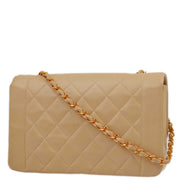 Chanel 1994-1996 Beige Lambskin Medium Diana Shoulder Bag