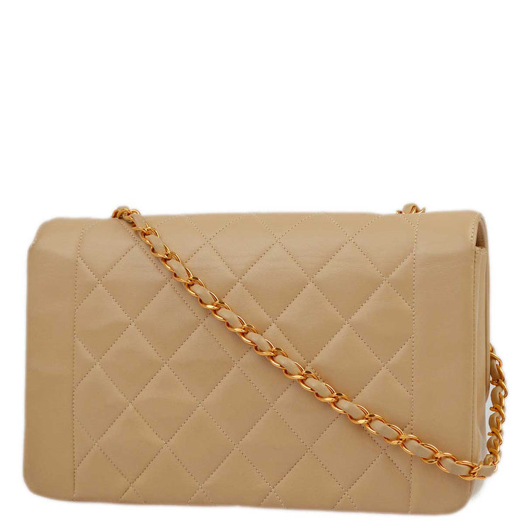 Chanel 1994-1996 Beige Lambskin Medium Diana Shoulder Bag