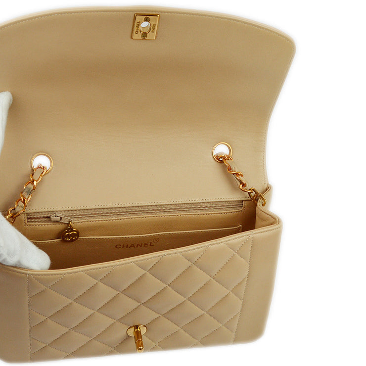 Chanel 1994-1996 Beige Lambskin Medium Diana Shoulder Bag