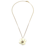 Chanel Camellia Pendant Necklace Gold White 02P