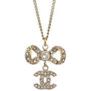 Chanel CC Chain Pendant Necklace Rhinestone Gold B14P