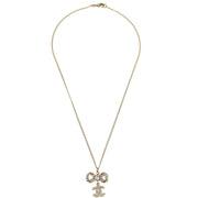 Chanel CC Chain Pendant Necklace Rhinestone Gold B14P