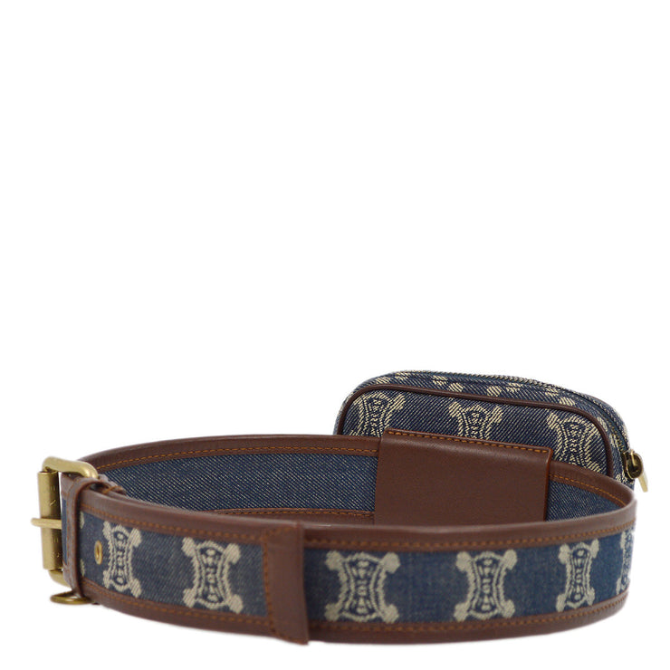 Celine Blue Denim Macadam Belt Bum Bag