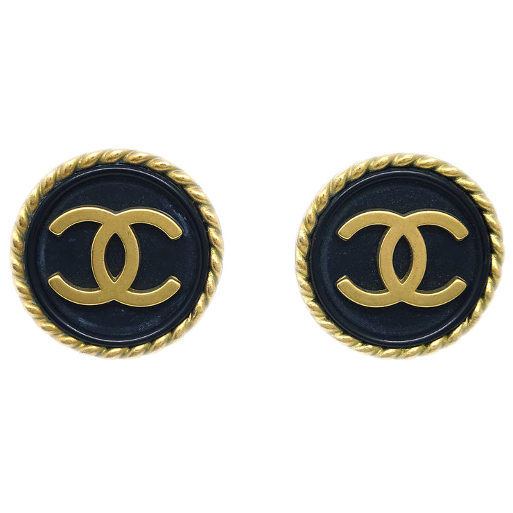 Chanel Black Button Earrings Clip-On 94A