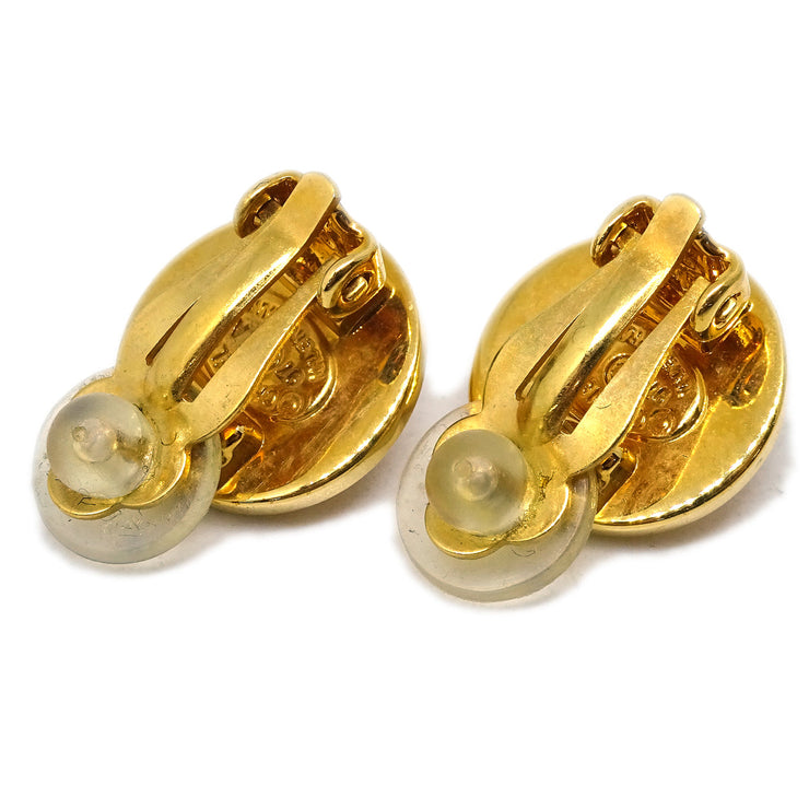 Chanel CC Turnlock Button Earrings Gold Clip-On 97A