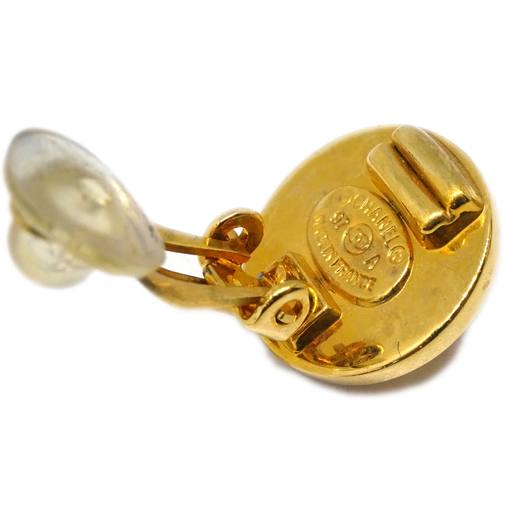 Chanel CC Turnlock Button Earrings Gold Clip-On 97A