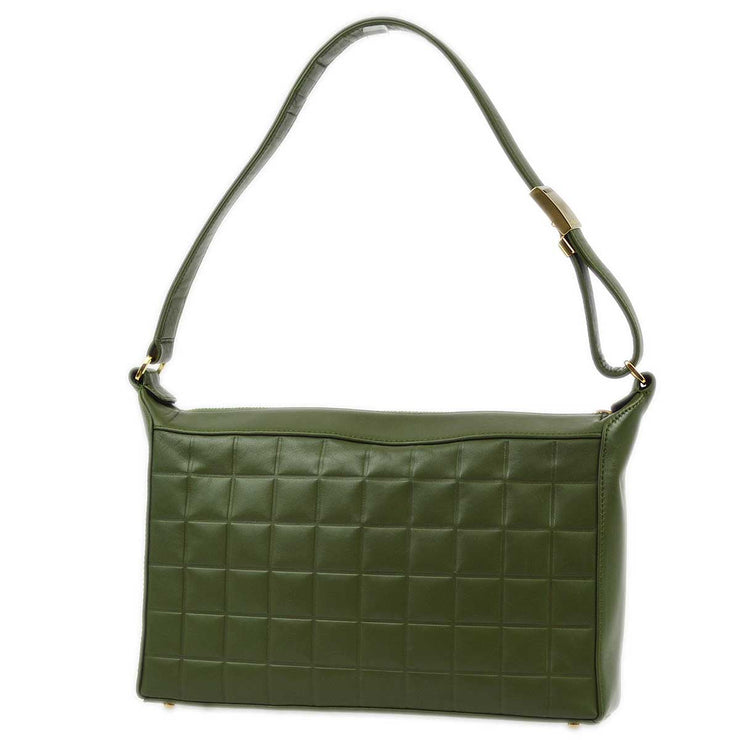 Chanel 2000-2001 Green Lambskin Choco Bar Shoulder Bag