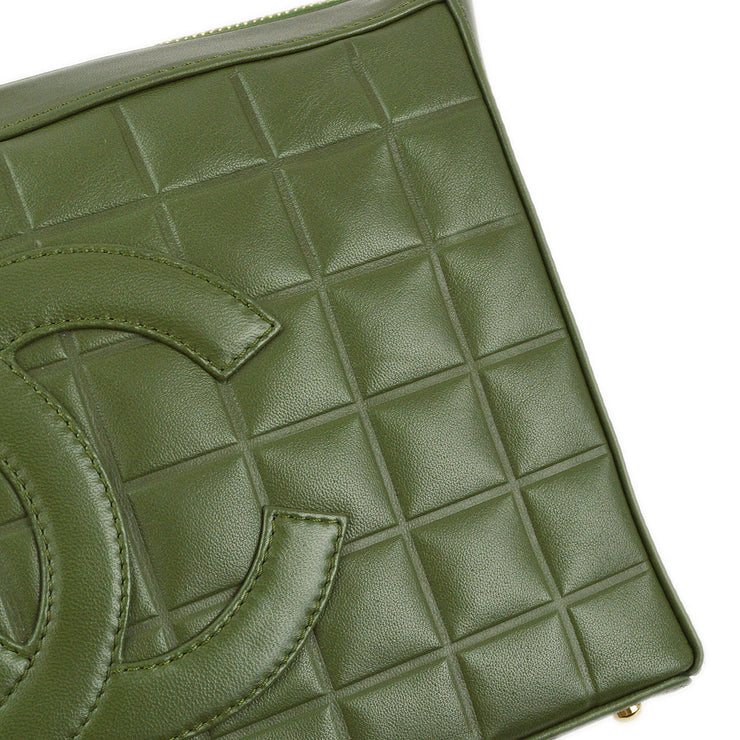 Chanel 2000-2001 Green Lambskin Choco Bar Shoulder Bag