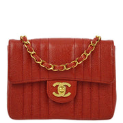 Chanel 1991-1994 Red Caviar Mademoiselle Mini Classic Square Flap Bag 17