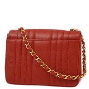 Chanel 1991-1994 Red Caviar Mademoiselle Mini Classic Square Flap Bag 17