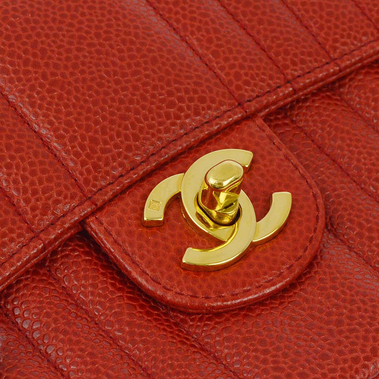 Chanel 1991-1994 Red Caviar Mademoiselle Mini Classic Square Flap Bag 17