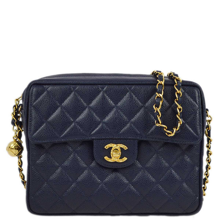 Chanel 1991-1994 Navy Caviar Camera Bag Small