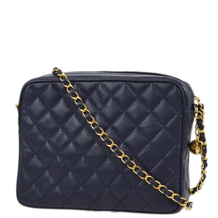 Chanel 1991-1994 Navy Caviar Camera Bag Small